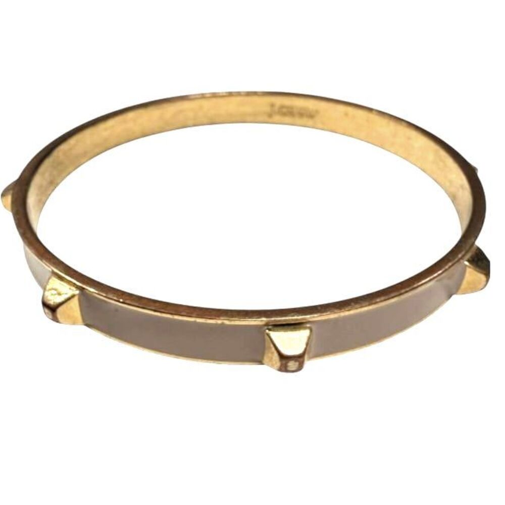 J.Crew Taupe Enamel Gold Tone Pyramid Stud Slip On Stacking Bangle Bracelet